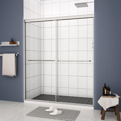 Bypass shower door, sliding door, with 1/4" tempered glass and Chromed finish 50-54"x70"