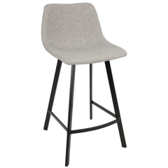 Outlaw Industrial Counter Stool in Black with Grey Faux Leather by LumiSource - Set of 2