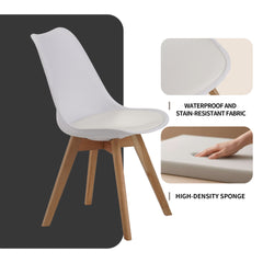 Set of four dining chairs, medieval modern style dining chairs for kitchen and dining room, with wooden legs, White
