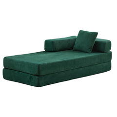 Floor Couch,Compression Sofa,Convertible Floor Sofa Bed-with Pillow Back Support Armrest,Comfy Futon Couch Lounge Sleeper Bed,Corduroy Fabric,for Living Room Bedroom (dark green)