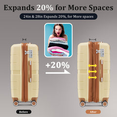 Luggage Sets 4 Piece(14/20/24/28) PP Lightweight & Durable Expandable suitcase