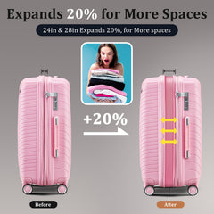 Luggage Sets 4 Piece(14/20/24/28) PP Lightweight & Durable Expandable suitcase