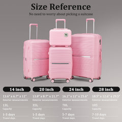 Luggage Sets 4 Piece(14/20/24/28) PP Lightweight & Durable Expandable suitcase