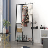 Coat Rack with Mirror, Multifunctional Hall Tree with Shoe Storage, Aluminum Frame, for Living Room Bedroom 73x32x15 Inches, Industrial Style, Rustic Brown and Black