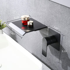 Wall Mount Bathtub Faucet Matte Black Single Handle Modern Bathroom Sink Faucet with Rough in Valve High Flow Filler Waterfall Tub Spout