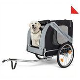 Large Folding Bike Trailer for Dogs – 100LB Capacity All-Terrain Pet Carrier, Durable Steel Frame for Cycling, Jogging, Camping & Outdoor Adventures, Black- Grey