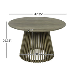 Outdoor Acacia Wood Patio Dining Table, 47.25-inch extra-large round dining table,for Backyard, Lawn, Balcony,Grey Finish