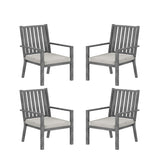 Set of 4 23" All-Weather Aluminum Patio Dining Chairs with Thick Gray Cushions and Gray Frame