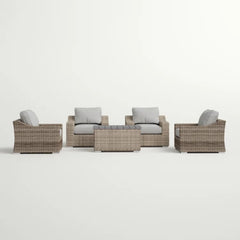 LSI 4 Piece All Weather Wicker Sectional Seating Group with Cushions – Fully Assembled
