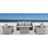 Stylish Fully Assembled 4-Person Wicker Sofa Seating Group with Plush Cushions – Perfect for Outdoor Gatherings