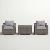 Chic Rattan Wicker Fully Assembled 2-Person Seating Group with Plush Cushions – Ideal for Cozy Outdoor Gatherings