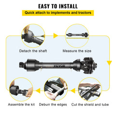 PTO Shaft, 1-3/8 6 Spline Tractor and Implement Ends PTO Driveline Shaft, Series 4 Tractor PTO Shaft, 43-59 Brush Hog PTO Shaft with Slip Clutch Black, for Finish Mower, Rotary Cutter
