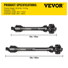 PTO Shaft, 1-3/8 6 Spline Tractor and Implement Ends PTO Driveline Shaft, Series 4 Tractor PTO Shaft, 43-59 Brush Hog PTO Shaft with Slip Clutch Black, for Finish Mower, Rotary Cutter