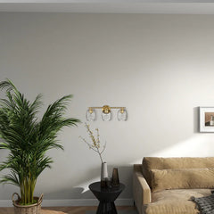 Luster Three Lights Vanity With Clear Glass for Bathrooms above Mirror Wall Lamp - Satin Brass