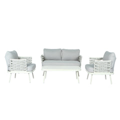 Mariano Steel 4-Pieces Coversation Set, Off White+Grey