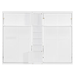 Dual Twin size Wall Murphy Beds with Cabinets and Shelves, White(OLD SKU:N820S00058K)