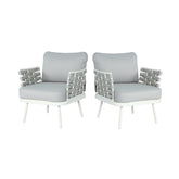 Mariano Steel Club Chair Set of 2, Off White+Grey