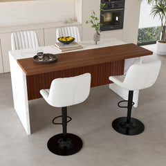 Swivel Bar Stools with Adjustable Height (35.03-43.7 Inches), Backrest, and Soft Knit Fabric - Ideal for Kitchen Island, Bar Counter, Dining Room, Beige(Set of 2)