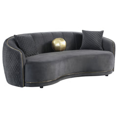 Luxe Dark Grey Upholstered Curved Sofa