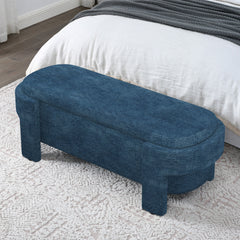 Linen Fabric Upholstered Bench with Large Storage Space for the Living Room, Entryway and Bedroom,dark blue( 51.5''x20.5''x17'' )