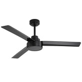 52" Ceiling Fan Without Light, 3 ABS Blades Farmhouse Ceiling Fan with Remote Control 6-speed Reversible DC Motor Black for Living Room, Bedroom, Kitchen