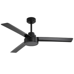 52" Ceiling Fan Without Light, 3 ABS Blades Farmhouse Ceiling Fan with Remote Control 6-speed Reversible DC Motor Black for Living Room, Bedroom, Kitchen