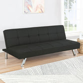 Joel Black Upholstered Tufted Convertible Sofa Bed