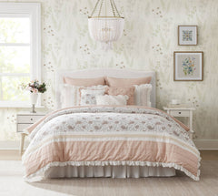 9 Piece Cotton Percale Comforter Set Blush Cal King