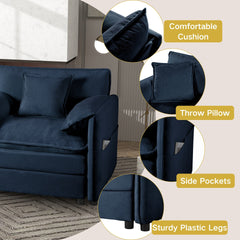 Modular Sectional Sofa, Oversized Deep Seat U Shaped Couch Set for Living Room, 3-Seater Comfy Cloud Couches with 2 Movable Ottomans, DIY Combination, Chenille,Blue