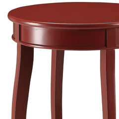 Red Round Side Table with Bottom Shelf