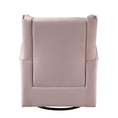 Pink Rolled Arms Swivel Chair with Nailhead Accent