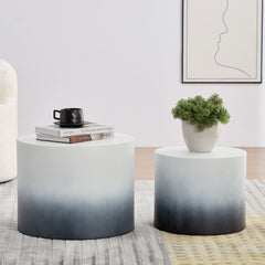 MDF with ash/oak/walnut veneer side table/coffee table/end table/nesting table set of 2 for living room,office,bedroom WH+BK