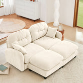 Cloud Sectional Couches,Premium Chenille Fabric Paired With Soft Throw Pillows ,Tufted Cushion Backrest Design High-Density Foam Ergonomic Design Easy Install Elegant Armrests,Fits Bedrooms,Beige