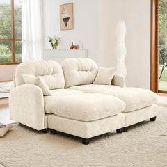 Cloud Sectional Couches,Premium Chenille Fabric Paired With Soft Throw Pillows ,Tufted Cushion Backrest Design High-Density Foam Ergonomic Design Easy Install Elegant Armrests,Fits Bedrooms,Beige