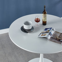 42.1"white COLOR TOP Tulip Table Mid-century Dining Table for 4-6 people With Round Mdf Table Top, Pedestal Dining Table, End Table Leisure Coffee Table