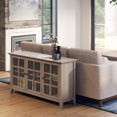 Acadian 62 inch Wide Solid Wood Wide Storage Cabinet in Distressed Grey