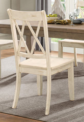 5pc Dining Set Natural Finish Table and 4x Side Chairs White Finish Wooden Kitchen Dining Room Furniture