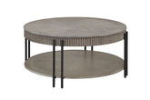 1pc Contemporary Round Coffee Table with Storage Shelf Black Brown Tan / Beige Finish Living Room Wooden Modern Furniture
