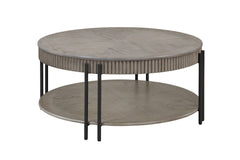 1pc Contemporary Round Coffee Table with Storage Shelf Black Brown Tan / Beige Finish Living Room Wooden Modern Furniture