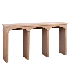 Rustic Archway Console Table – 60"Long Entryway Table with Decorative Arched Legs, Natural Wood Finish, Narrow Sofa Table for Hallway, Living Room, or Foyer