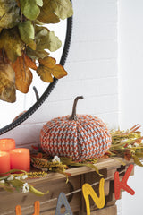 Set of 2, 10.2x10.2x9.5" Fabric Orange Pumpkin, Pumpkin Ornament Decor for Holiday Harvest Festival Fall Festival & Thanksgiving