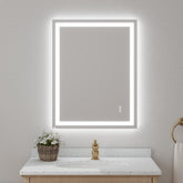 28x36" Frameless Tempered MirrorDual LED Light StripsFront and Back Lighting