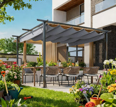 Metal Patio Shade Shelter,Outdoor Retractable Pergola Canopy,for Backyard,Porch Party,Garden