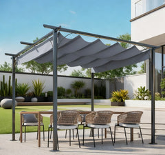 Metal Patio Shade Shelter,Outdoor Retractable Pergola Canopy,for Backyard,Porch Party,Garden
