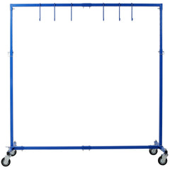 Adjustable Height Paint Hanger Drying Rack,Mobile Auto Body Shop Painting Stand with 6 Hanging Hooks,Blue
