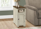 Accent Table, End, Side Table, Bedroom, Nightstand, Narrow, Lamp, Storage, Antique White Veneer, Brown Veneer, Traditional