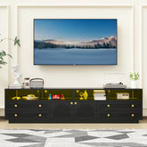 TV Stand for TVs up to 100", High-Gloss TV Entertainment Center with LED Lights and Storage for Living Room, Black