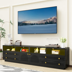 TV Stand for TVs up to 100", High-Gloss TV Entertainment Center with LED Lights and Storage for Living Room, Black