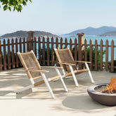 Atlas Adirondack Outdoor Lounge Chair Natural Beige All Weather Wicker