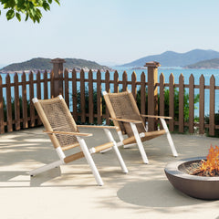 Atlas Adirondack Outdoor Lounge Chair Natural Beige All Weather Wicker